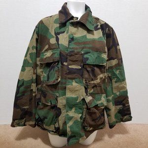 Selma Apparel Corp. jacket Large Short woodland camo army military utility VTG?